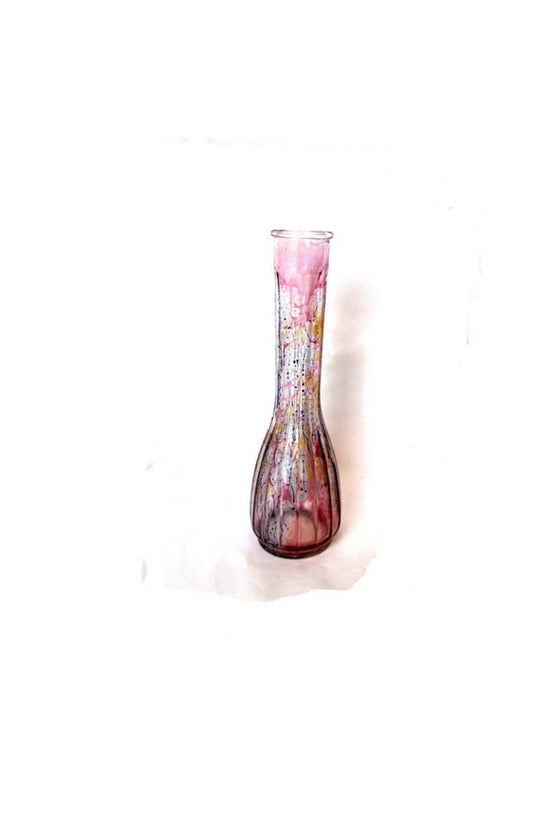 Vintage glass vase. Blue vase. Small vase. Bud vase. Purple vase. Small glass vase. Tall vase. Colorful clear glass long neck vase.