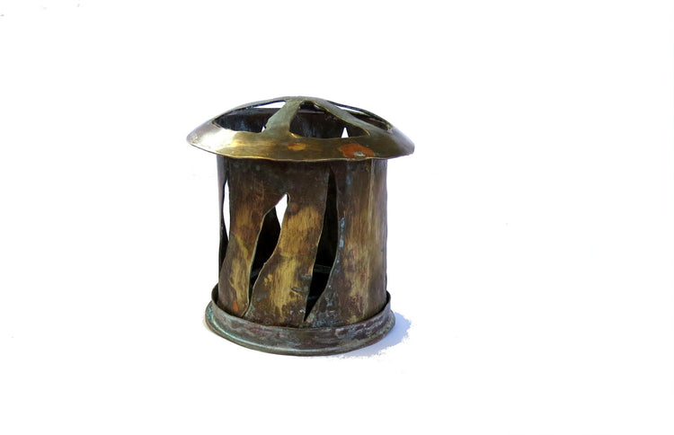 Rustic candle holder. Vintage lantern. Candle lantern. Rustic lantern. Copper candle holder. Farmhouse candle holder. Small lantern.