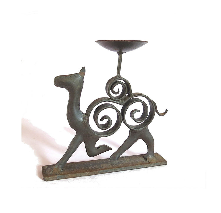 Candle holder vintage. Candlestick. Rustic candle holder. Metal candle holder. Llama. Lama. Iron candle holder. Metal candlestick.