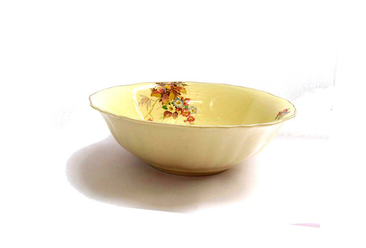 Floral china. Porcelain bowl. Mid century china bowl. Yellow floral porcelain. Gold trim. J G Meakin. Sunshine series. Vintage.