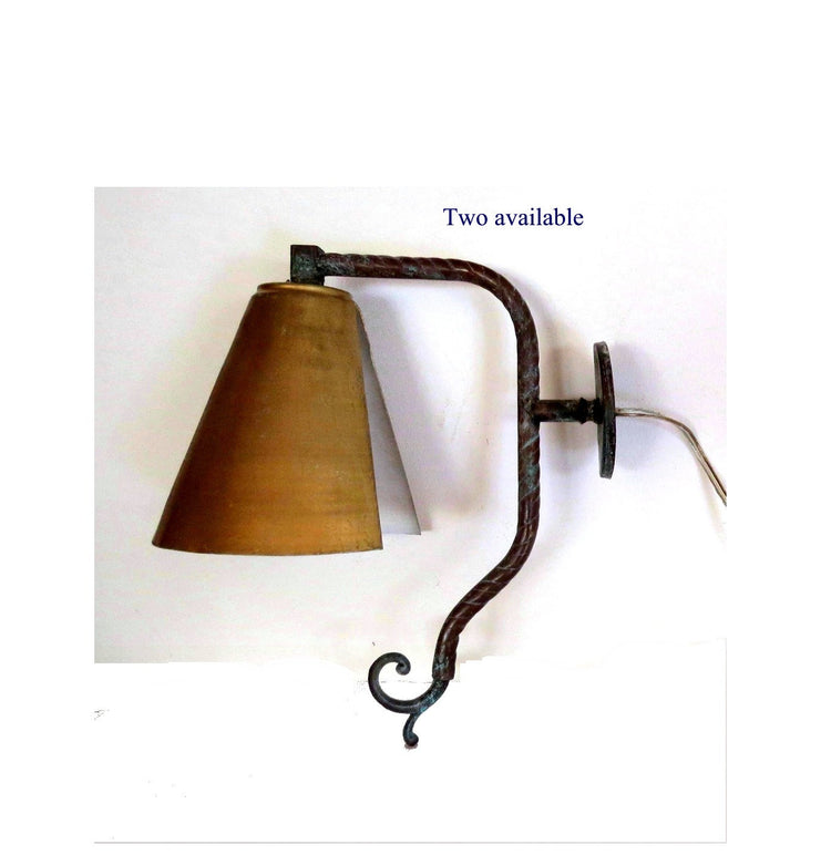 Vintage wall lighting. Wall lamp vintage. Light fixture. Patina copper. Copper light. Copper lighting. Gold lamp. Upcycled lighting.