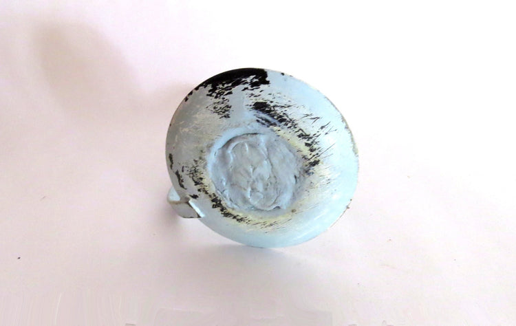 Upcycled vintage candle holder. Blue candle holder. Metal candle holder. Painted candle holder. Light blue shabby candlestick.