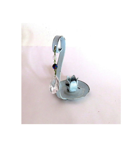 Upcycled vintage candle holder. Blue candle holder. Metal candle holder. Painted candle holder. Light blue shabby candlestick.