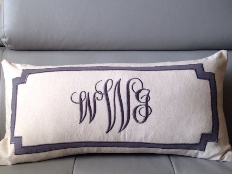 Long Lumbar Three Letter Oblong Pillows, Bedroom Decor, Personalized retirement gift, Personalized Gifts, Custom Monogram Gifts