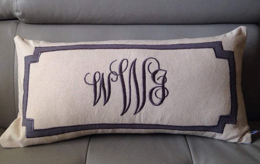 Long Lumbar Three Letter Oblong Pillows, Bedroom Decor, Personalized retirement gift, Personalized Gifts, Custom Monogram Gifts
