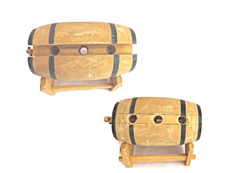 Phone stand. Hand crafted wood. Man cave bar. Cell phone holder. Docking station.Cell phone charging station. Shaped as a wine barrel.
