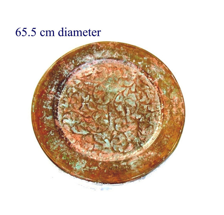 Decorative tray. Metal tray. Oriental decor. Copper wall decor. Verdigris patina. Large tray. Copper tray. Copper wall hanging. CIJ.
