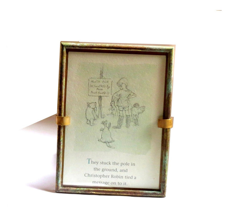 Winnie the pooh. Pooh. Brass frame. Pooh bear. Winnie the pooh nursery. Pooh quote. Vintage pooh. Classic pooh. Standing picture.
