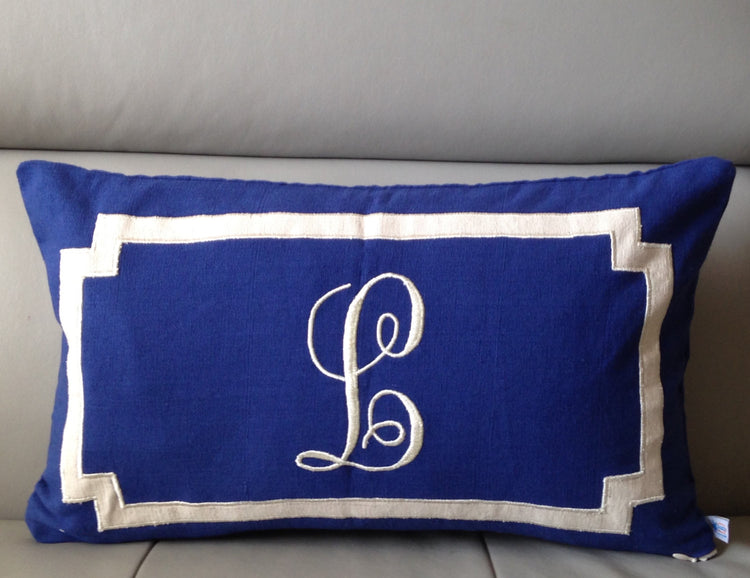 Test M11onogram Lumbar Pillow Cover,  Personalized Monogrammed Pillows, Blue Sofa Lumbar Pillows, Wedding Gifts, Nursery Lumbar Pillow Cover
