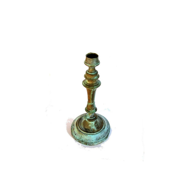 Vintage brass candle holder. Verdigris. Rustic candle holder. Metal candle holder. Large candle holder. Brass candlestick. Blue patina.