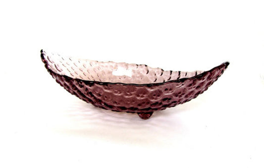 Small bowl. Candy dish. Trinket dish. Textured glass footed bowl. Purple bowl. Small purple footed glass bowl. Vintage.