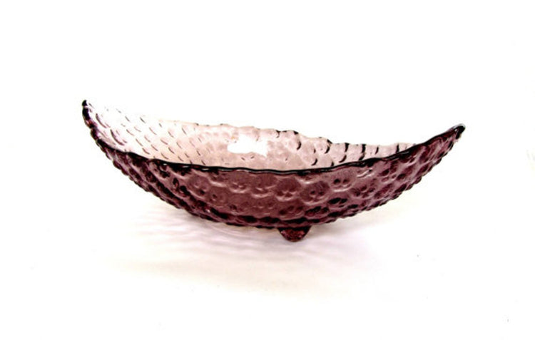 Small bowl. Candy dish. Trinket dish. Textured glass footed bowl. Purple bowl. Small purple footed glass bowl. Vintage.