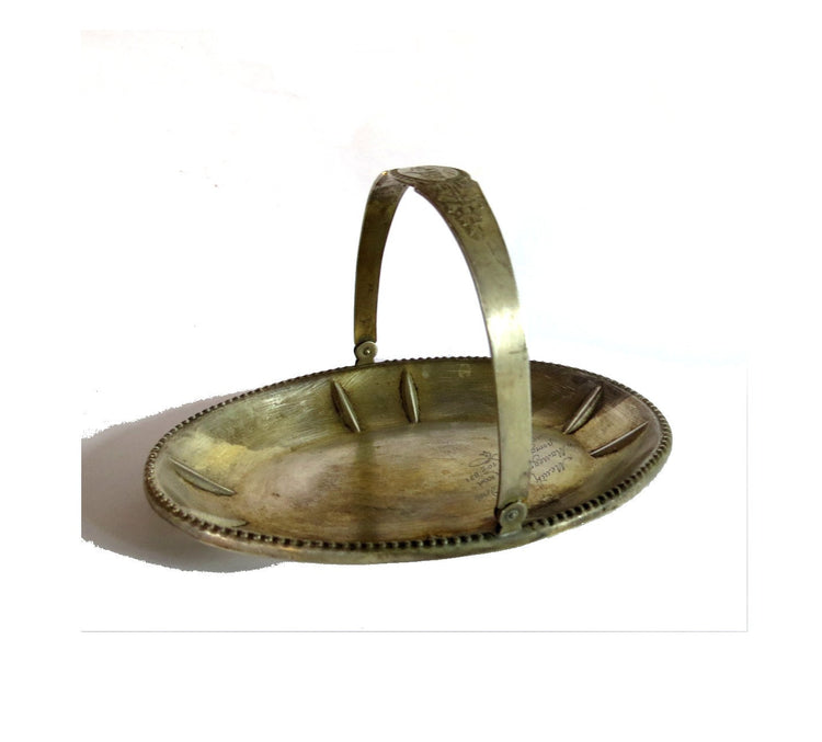 Soviet vintage. Silver tray. Oval tray. Brass tray. Small tray. Trinket tray. Copper tray. Silver plated tray. Handled tray.