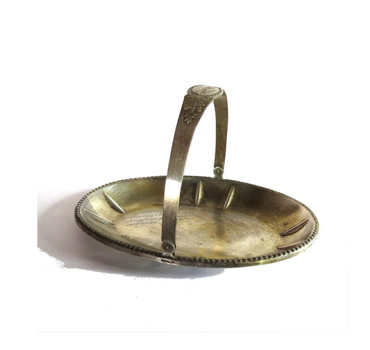 Soviet vintage. Silver tray. Oval tray. Brass tray. Small tray. Trinket tray. Copper tray. Silver plated tray. Handled tray.