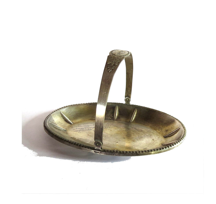 Soviet vintage. Silver tray. Oval tray. Brass tray. Small tray. Trinket tray. Copper tray. Silver plated tray. Handled tray.