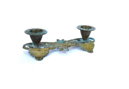 Copper vintage. Candelabra. Flower candle holder. Candelabra vintage. Copper wedding decor. Verdigris patina. Copper candle holder.