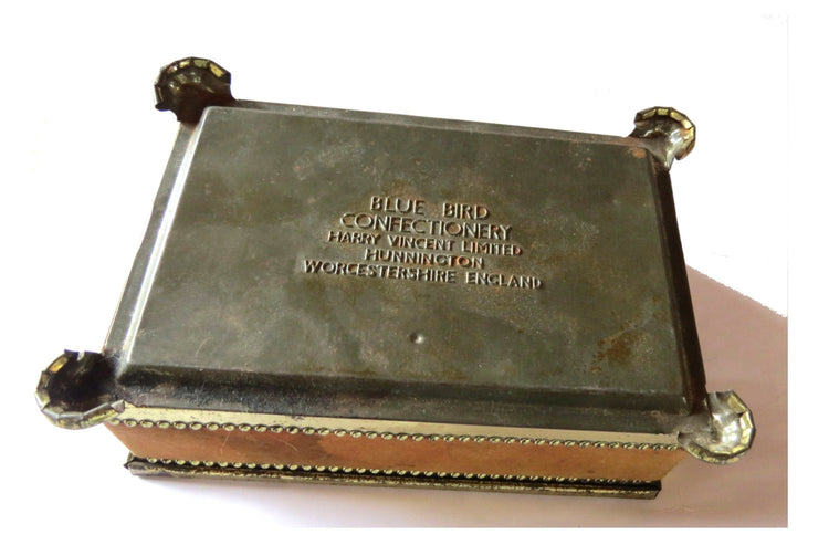 Collectible tin. Tin box. Tin box vintage. Antique tin. Old tin. Candy tin. Antique tin box. Toffee. Toffee tin. Blue bird tin. Heraldic.