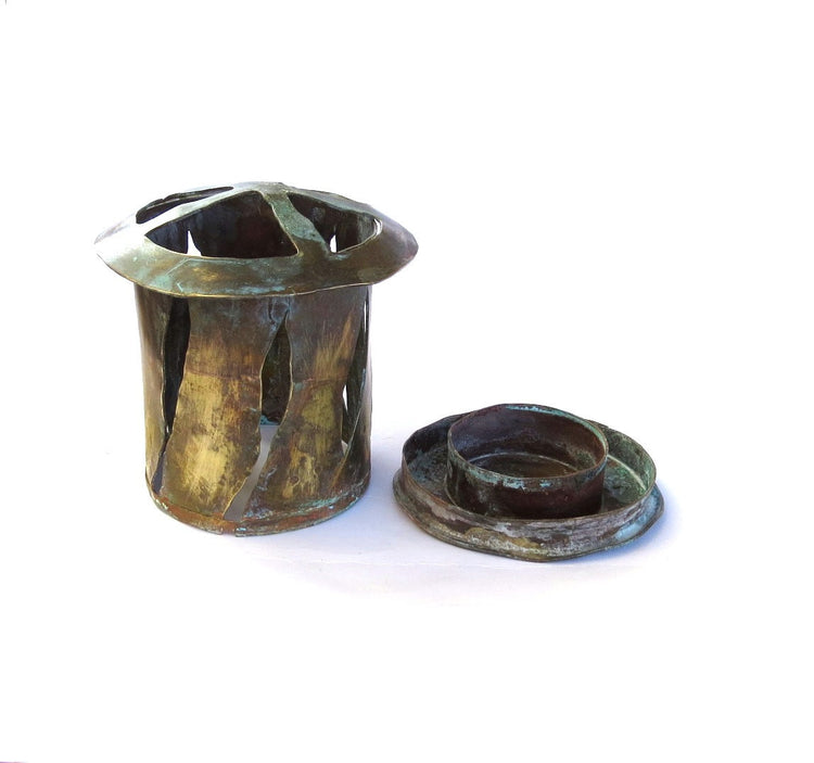 Rustic candle holder. Vintage lantern. Candle lantern. Rustic lantern. Copper candle holder. Farmhouse candle holder. Small lantern.