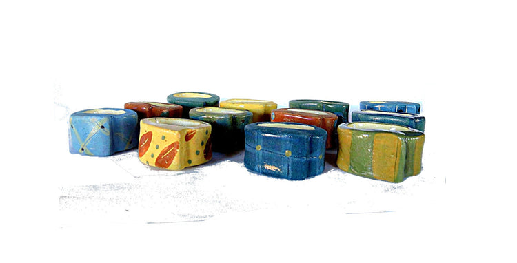 Napkin rings. Pottery dinnerware. Handmade dinnerware. Blue dinnerware. Rustic napkin rings. Farmhouse table. Dinner table. Table settings.
