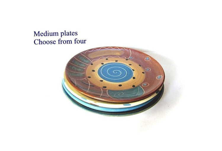 Pottery handmade. Decorative plates. Ceramic plates. Pottery plates. Ceramic trinket dish. Farmhouse pottery. Trinket plates. Blue and brown