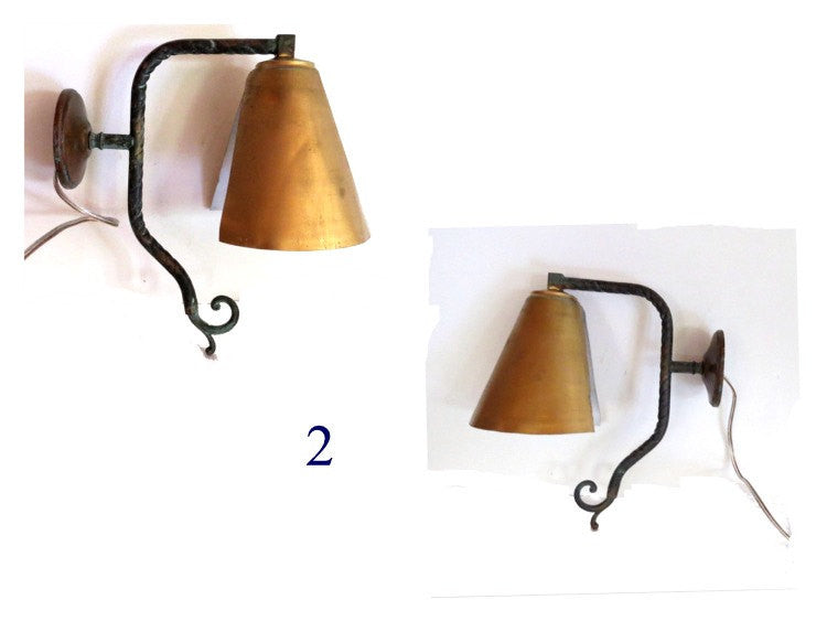 Vintage wall lighting. Wall lamp vintage. Light fixture. Patina copper. Copper light. Copper lighting. Gold lamp. Upcycled lighting.
