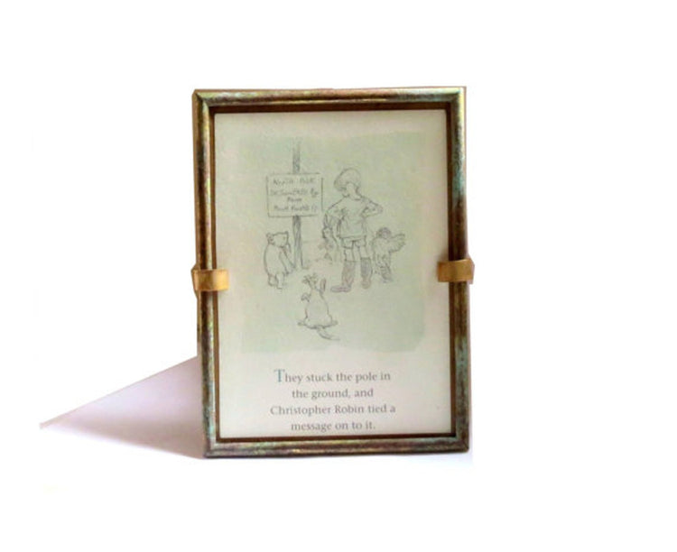 Winnie the pooh. Pooh. Brass frame. Pooh bear. Winnie the pooh nursery. Pooh quote. Vintage pooh. Classic pooh. Standing picture.