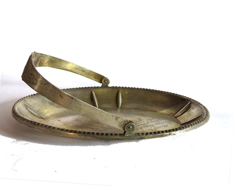 Soviet vintage. Silver tray. Oval tray. Brass tray. Small tray. Trinket tray. Copper tray. Silver plated tray. Handled tray.