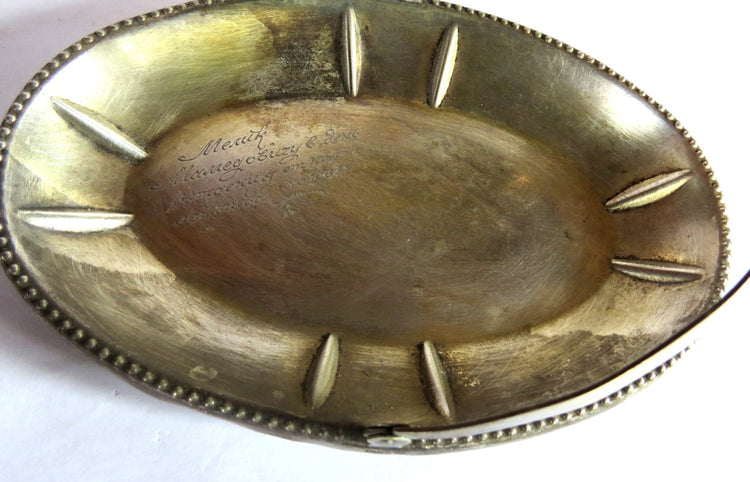 Soviet vintage. Silver tray. Oval tray. Brass tray. Small tray. Trinket tray. Copper tray. Silver plated tray. Handled tray.