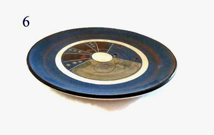 Decorative plates. Pottery handmade. Ceramic plates. Pottery plates. Ceramic trinket dish. Farmhouse pottery. Trinket plates. Blue and brown