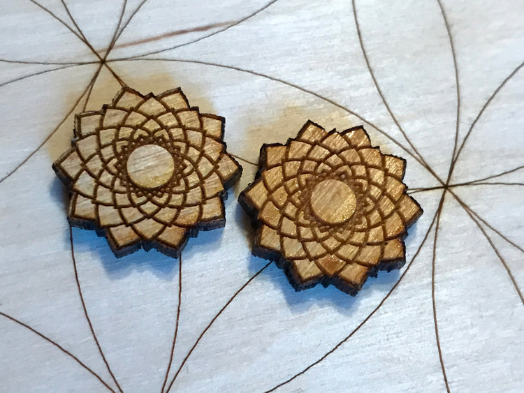 Crown 222Chakra Wooden Earrings - Painted or Natural -6th Chakra - Purple - Sahasrara - Violet