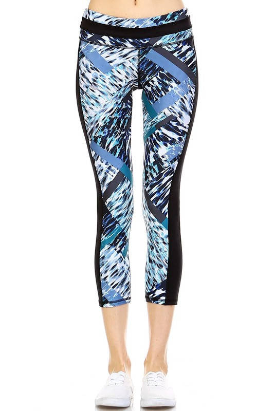 Slimming Contrast Leggings - Blues