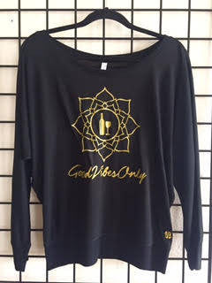 SALE!! Ultra-Soft Good Vibes Only Top, Womens Chic Black Top, Wine Lovers Top, Flowy Black Top