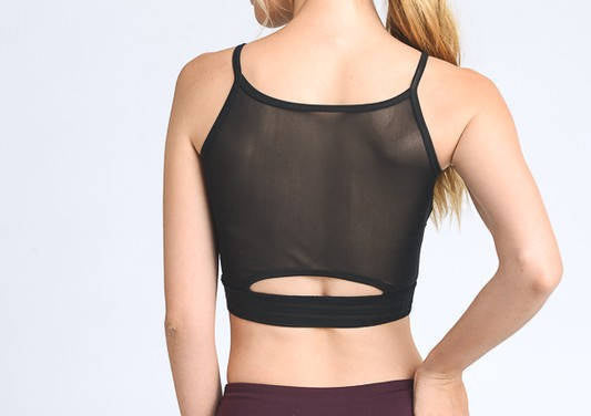 Stylish Mesh Crop Top - Blk