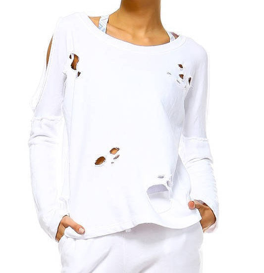 Chic Fashion Sweatshirt, Womens White Sweatshirt, Fashion Trending Sweatshirt, Summer Sweatshirt, Womens White Top