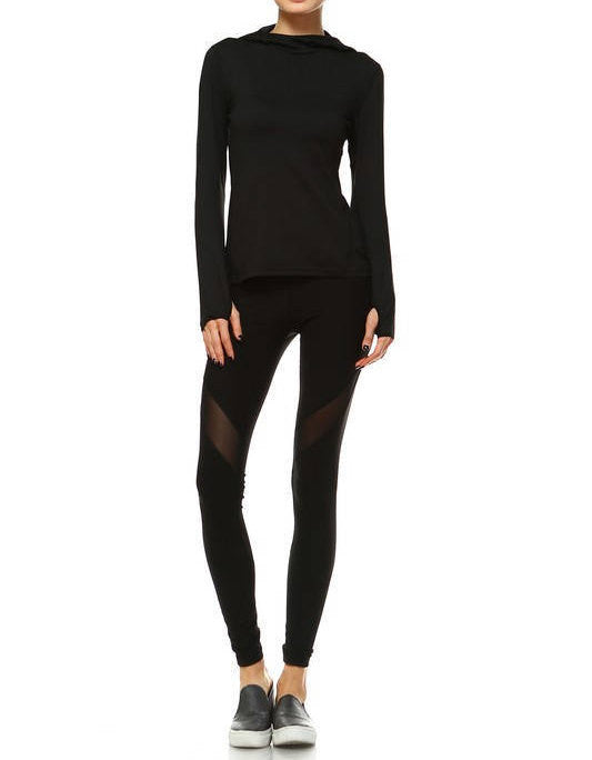 Activewear Jacket with Hoodie - Black