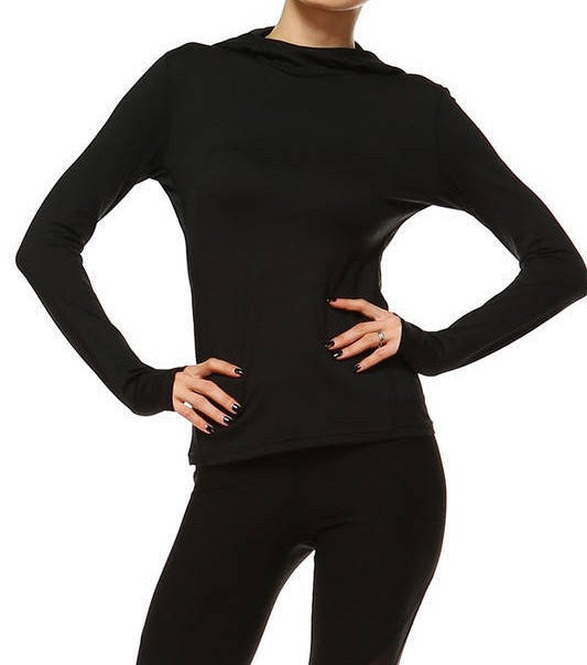 Activewear Jacket with Hoodie - Black