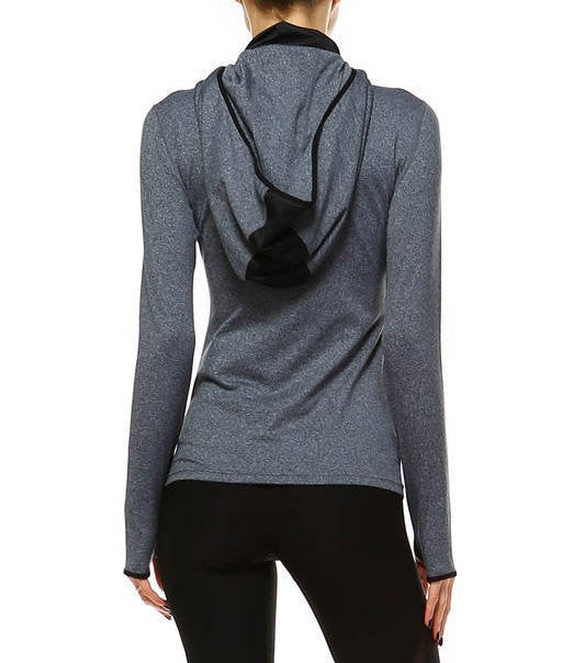 Activewear Jacket with Hoodie - Grey