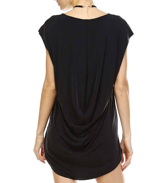 Chic Flowy High-Low Top, Boho Fashion Top, Chic-Boho Black Top, Flowy Womens Black Top