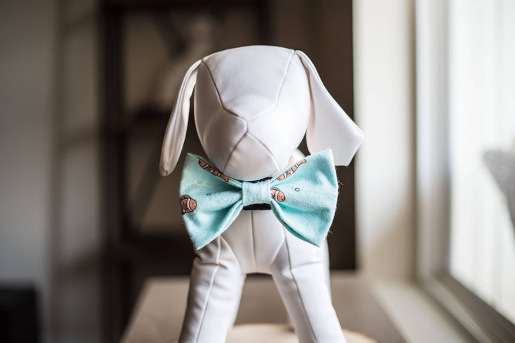 Mint and Clown Fish  Dog Bow Tie, Flannel Dog Bowtie, Plaid Dog Bow Tie, Plaid Dog Bowtie, Cat Bowtie, Fall Dog Bow Tie, Winter Dog Bow Tie