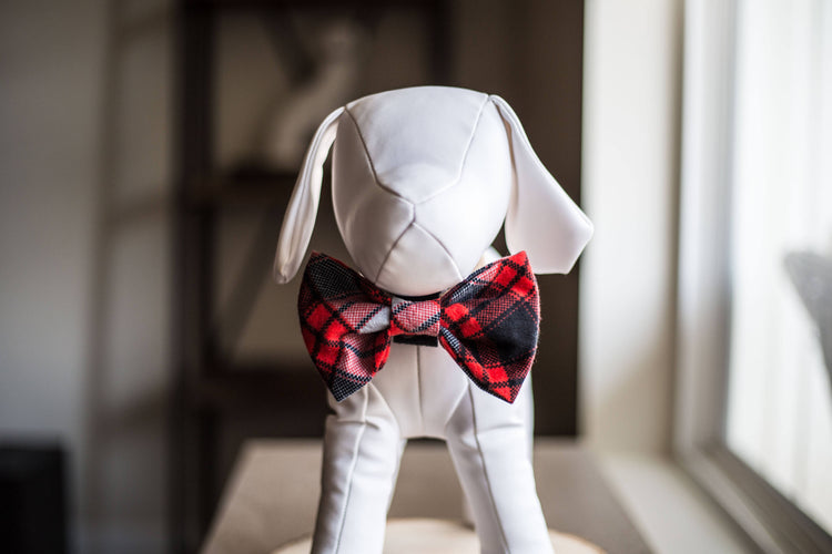 Red Black Plaid Bow Tie, Flannel Dog Bowtie, Plaid Dog Bow Tie, Plaid Dog Bowtie, Cat Bowtie, Fall Dog Bow Tie, Winter Dog Bow Tie