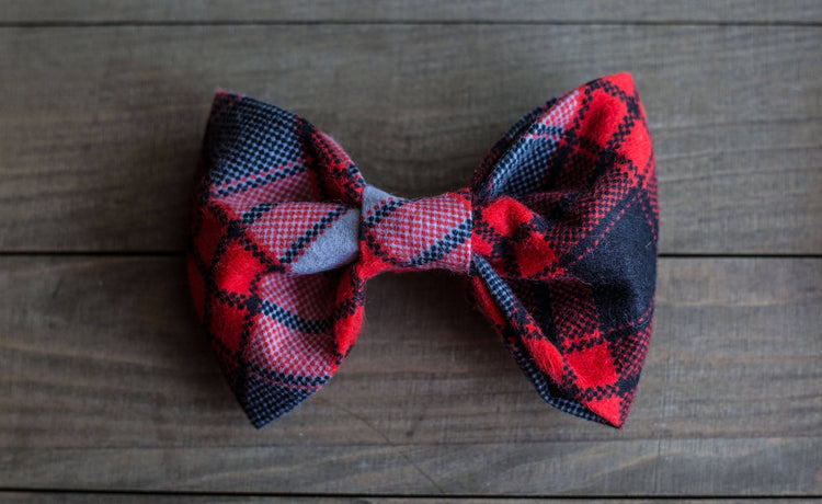 Red Black Plaid Bow Tie, Flannel Dog Bowtie, Plaid Dog Bow Tie, Plaid Dog Bowtie, Cat Bowtie, Fall Dog Bow Tie, Winter Dog Bow Tie