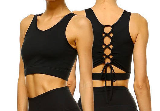 Lace-Up Sports Bra - Blk