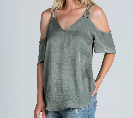 Flowy Cold Shoulder Top - Sage