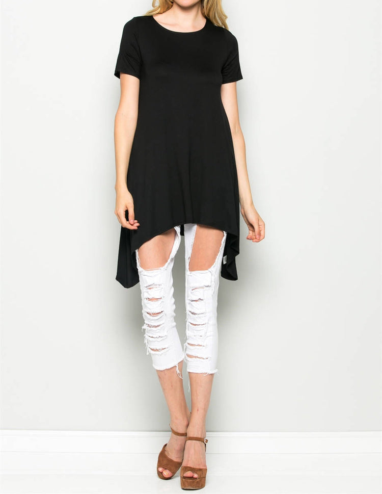 Chic Asymetrical High-Low Top - Blk