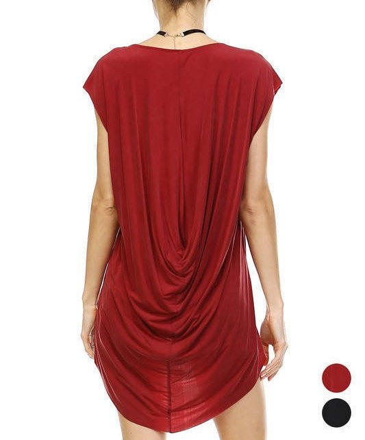 Chic Flowy High-Low Top - Red