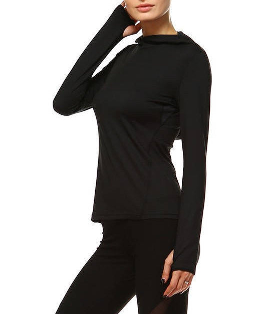 Activewear Jacket with Hoodie - Black
