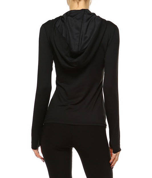 Activewear Jacket with Hoodie - Black
