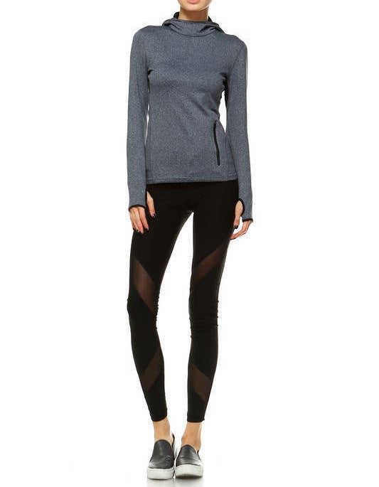 Activewear Jacket with Hoodie - Grey