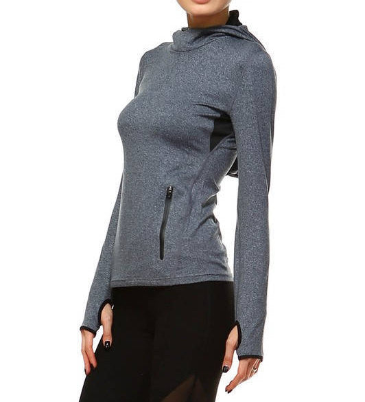 Activewear Jacket with Hoodie - Grey