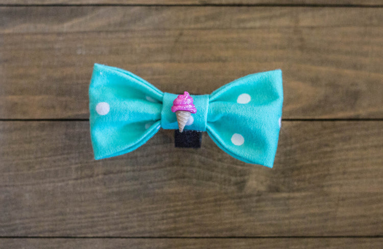 Ice Cream Cone, Birthday, pet bow ties, dog bow tie, cat bow ties, cat bow tie, polka dot bow tie, teal bow tie, pet accessories
